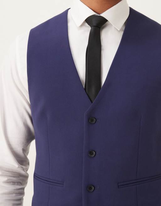 ASOS DESIGN skinny stretch suit waistcoat in navy, 5 of 5