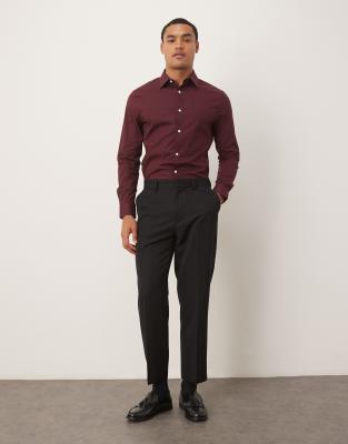 Asos Design Skinny Stretch Work Shirt In Red