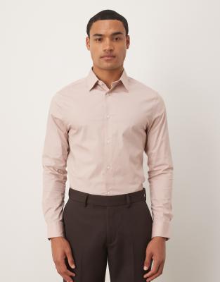 Asos Design Skinny Stretch Work Shirt In Pink