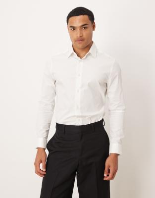 Asos Design Skinny Stretch Work Shirt In White