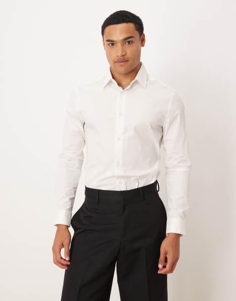 ASOS DESIGN skinny stretch work shirt in white - view 1