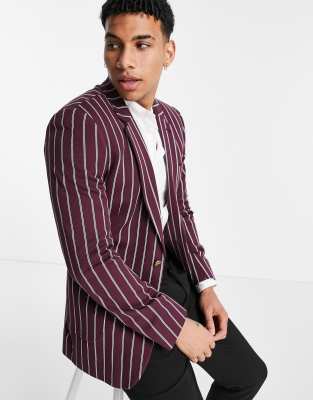 burgundy striped blazer