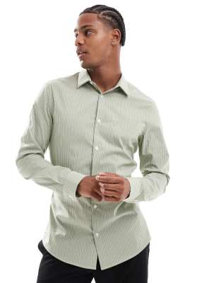 skinny stripe shirt in khaki-Green