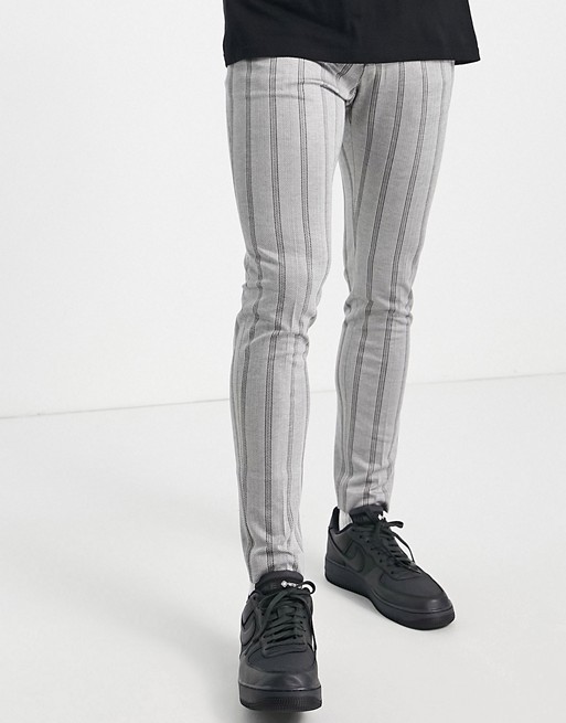 ASOS DESIGN skinny stripe smart trouser in jersey herringbone
