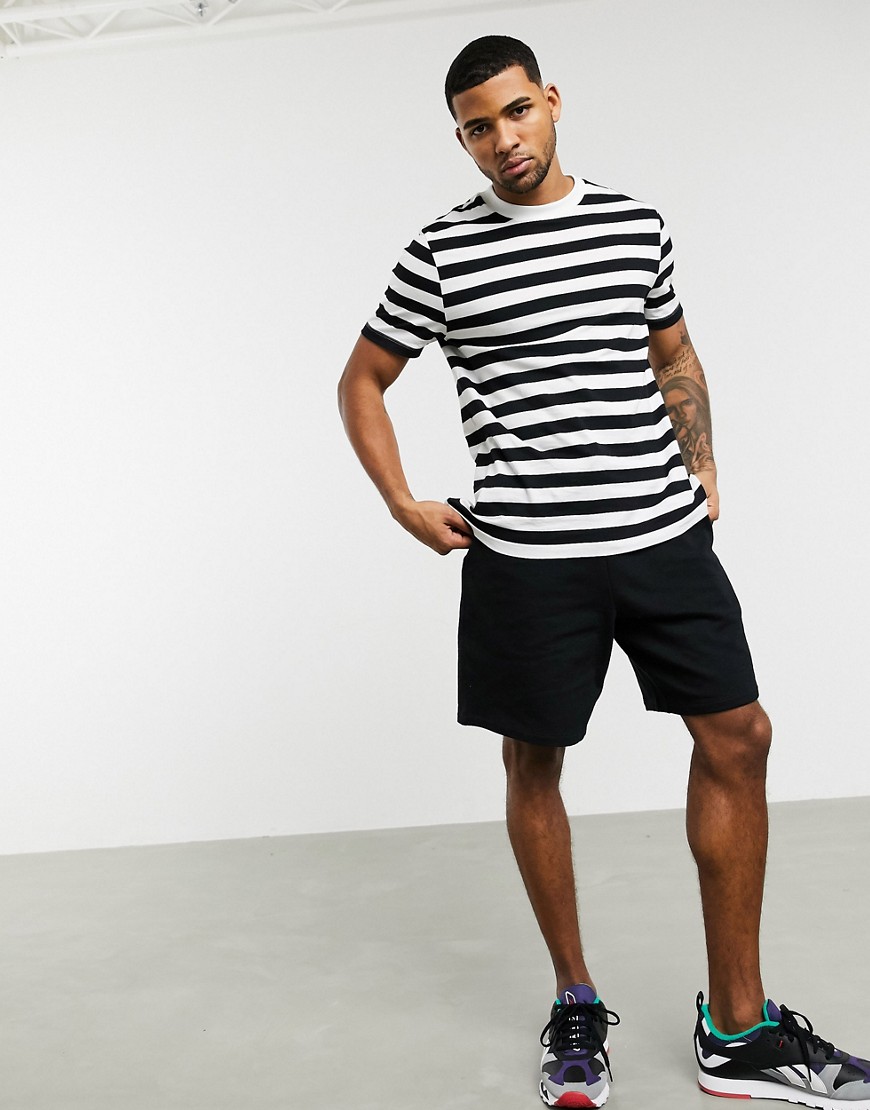 ASOS DESIGN skinny striped t-shirt in black & white organic cotton
