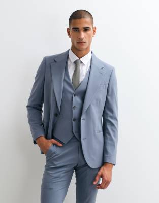 Asos Design Skinny Suit Blazer In Blue