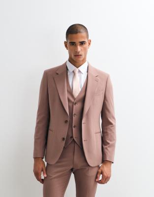 Asos Design Skinny Suit Blazer In Brown
