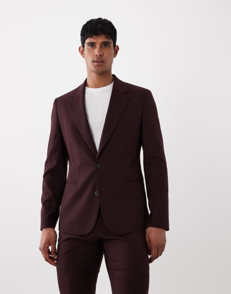 ASOS DESIGN skinny suit blazer in burgundy - view 1