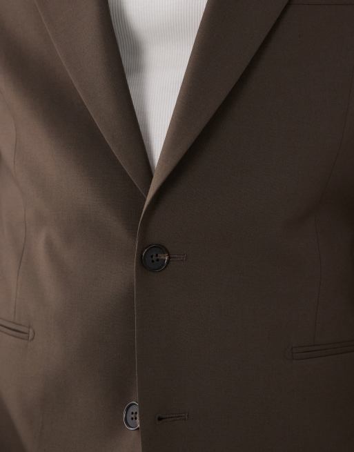 ASOS DESIGN skinny suit blazer in dark brown, 3 of 5