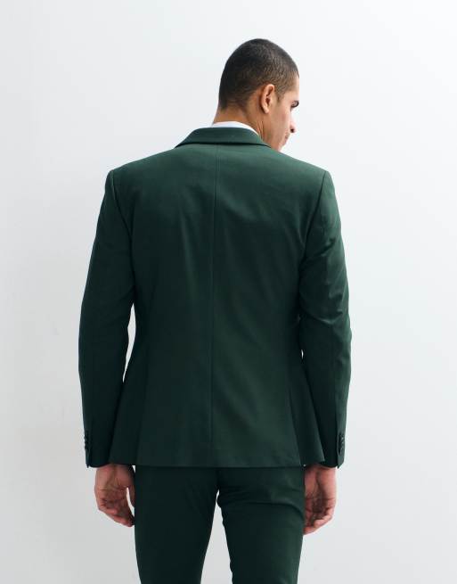 ASOS DESIGN skinny suit blazer in dark green, 3 of 5
