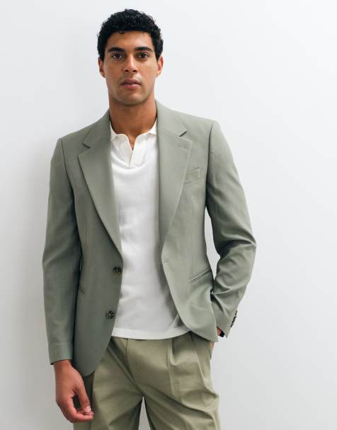 ASOS DESIGN skinny suit blazer in khaki - view 1
