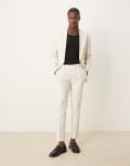 [ASOS DESIGN] ASOS DESIGN skinny suit chino pants with linen in cream-White W28 L30 CREAM