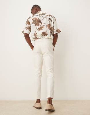 Asos Design Skinny Suit Chino Pants With Linen In White