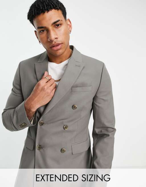 ASOS DESIGN skinny suit double breasted khaki suit jacket