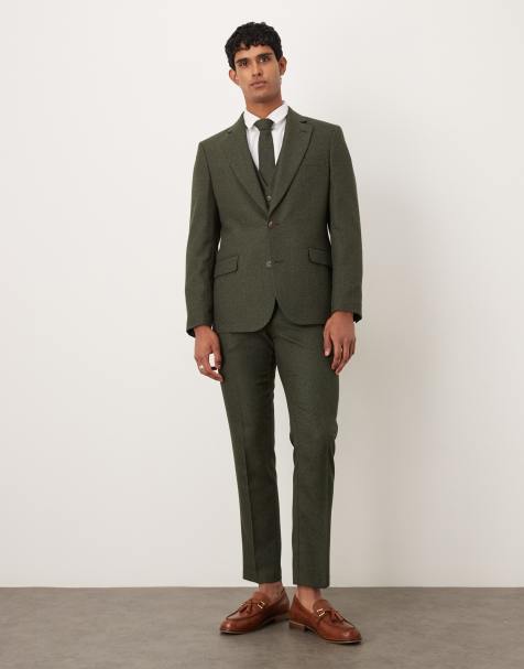 ASOS DESIGN skinny suit in green microtexture - view 1