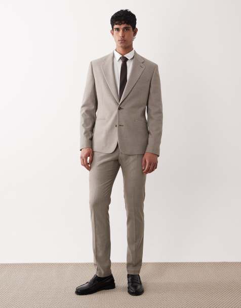 ASOS DESIGN skinny suit in light brown microtexture - view 1