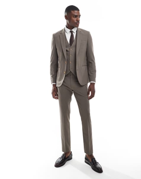 ASOS DESIGN skinny suit in mink brown - view 1