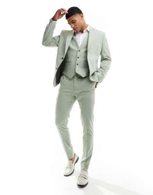 Asos Design Skinny Suit In Sage Green Asos 0000