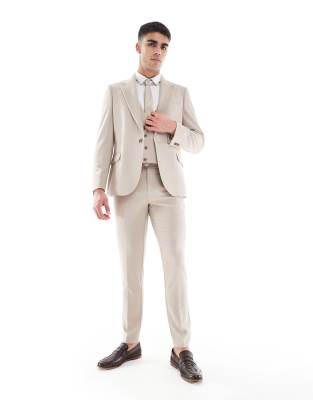 asos ASOS DESIGN skinny suit in taupe slub texture