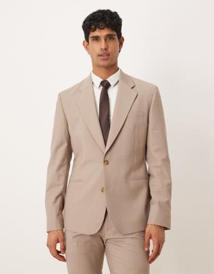 Asos Design Skinny Suit Jacket In Neutral