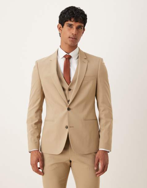 ASOS DESIGN skinny suit jacket in beige - view 1