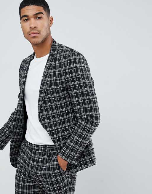 Black and white 2024 check suit jacket