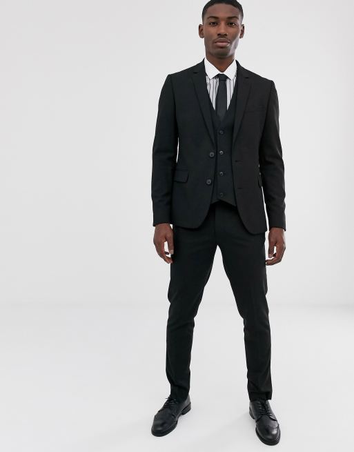 Mens black skinny store suit