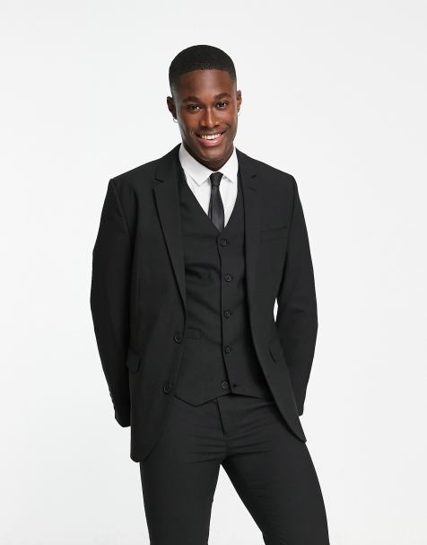 ASOS DESIGN jersey cropped suit suit vest in black