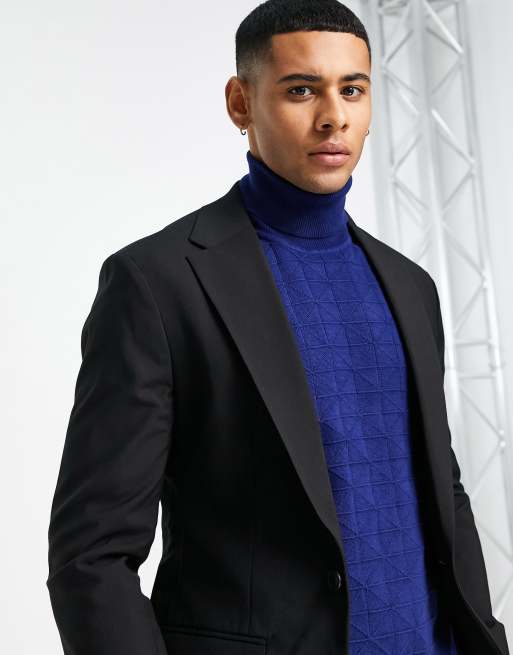 Suit and best sale polo neck