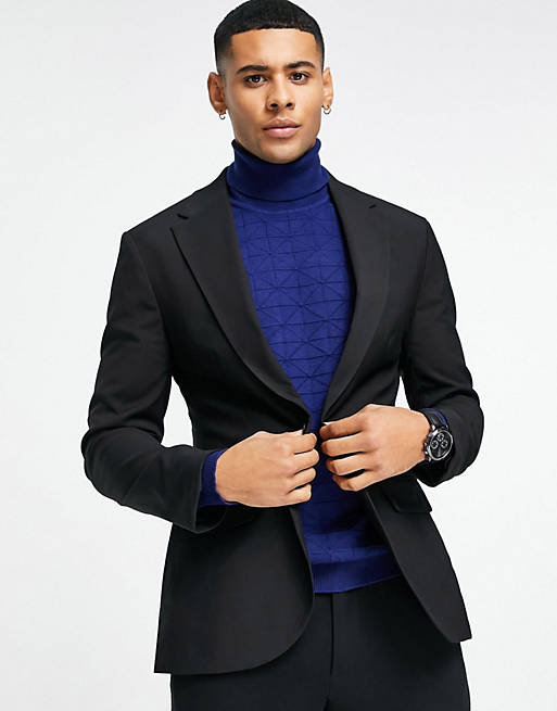  skinny suit jacket in black 