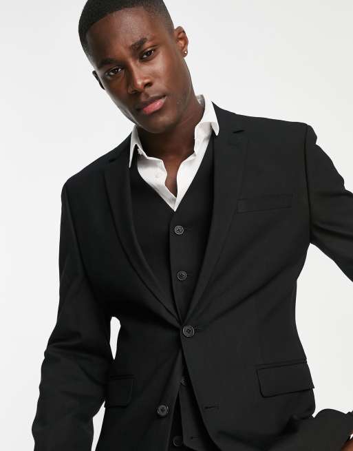 ASOS DESIGN skinny cut out suit jacket in black