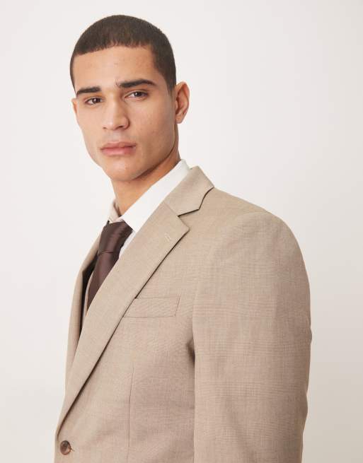 ASOS DESIGN skinny suit jacket in brown check, 4 of 5