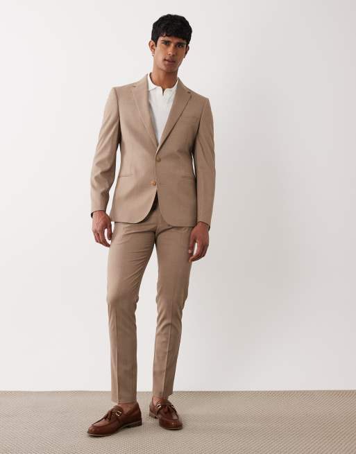 ASOS DESIGN skinny suit jacket in brown subtle check, 2 of 5