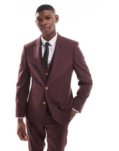 ASOS DESIGN skinny suit jacket in brown - view 1