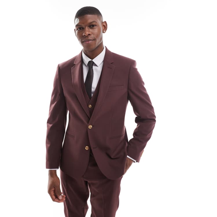 ASOS DESIGN skinny suit jacket in brown ASOS