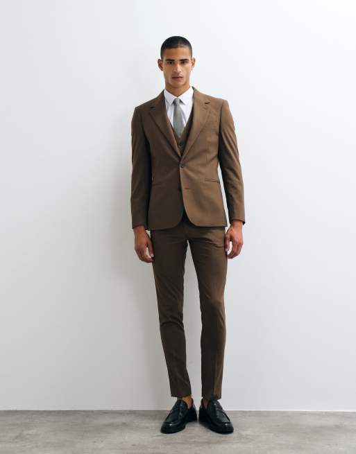 ASOS DESIGN skinny suit jacket in brown, 2 of 5