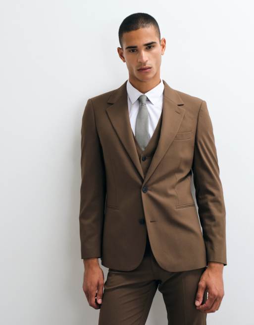 ASOS DESIGN skinny suit jacket in brown, 3 of 5