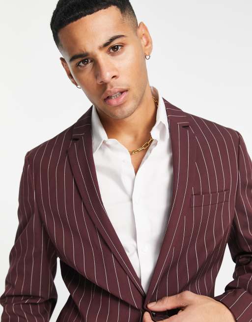 Red pinstripe store blazer