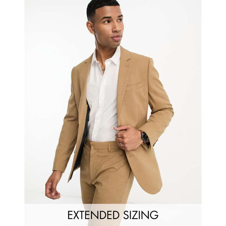 ASOS DESIGN mansy suit skinny side slit pants in camel