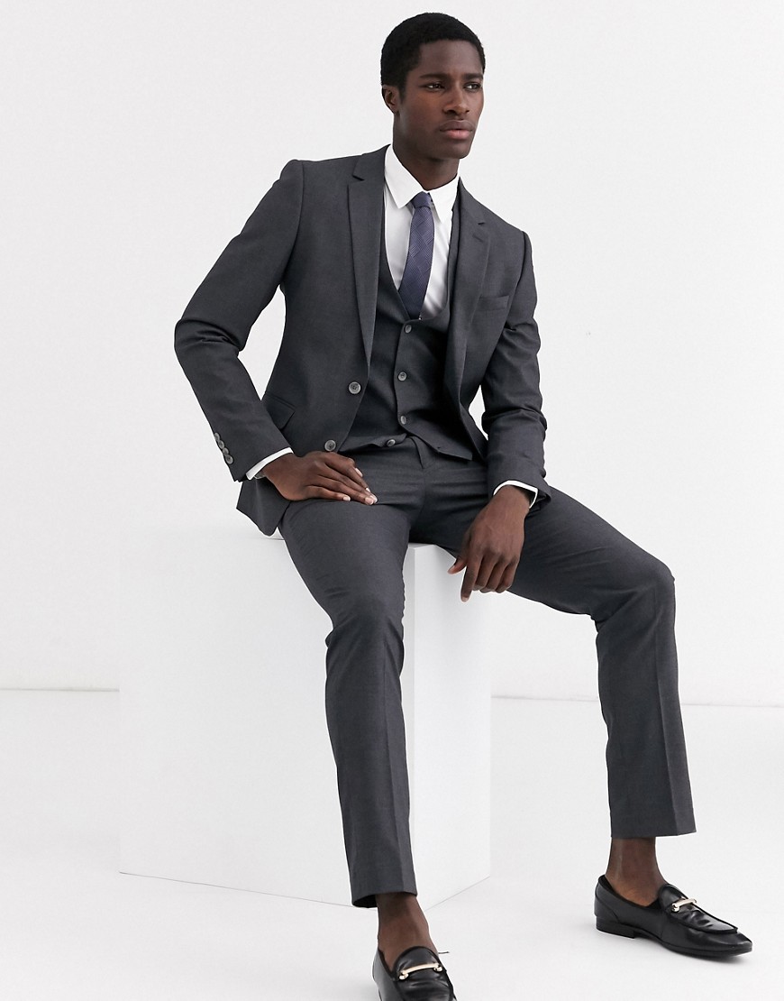 ASOS DESIGN skinny suit jacket in charcoal-Grey