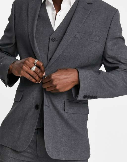 ASOS Super Skinny Four Button Suit in Charcoal