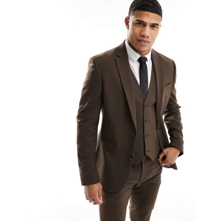 ASOS DESIGN Skinny Suit Jacket In Chocolate Brown | ASOS