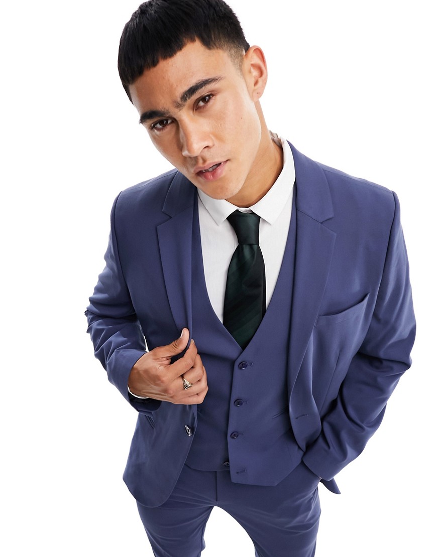 ASOS DESIGN skinny suit jacket in dark blue