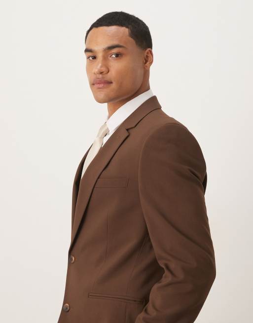 ASOS DESIGN skinny suit jacket in dark brown, 4 of 5