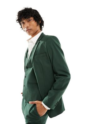 Asos Design Skinny Suit Jacket In Forest Green