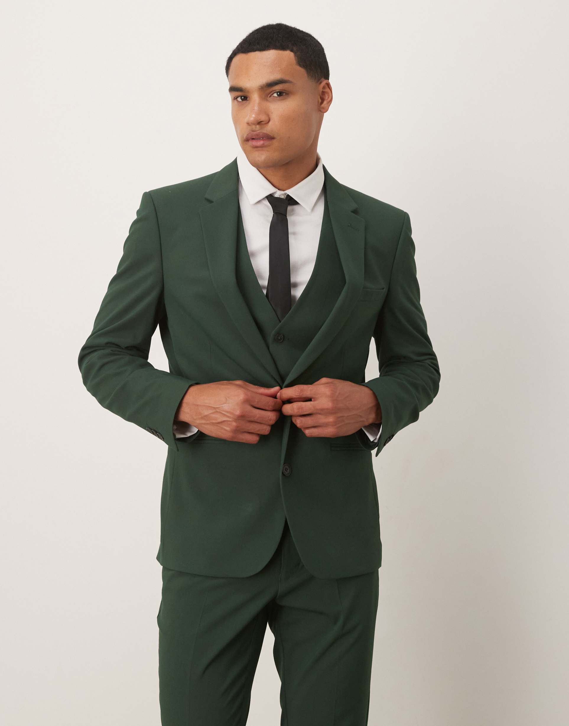 ASOS DESIGN skinny suit jacket in dark green