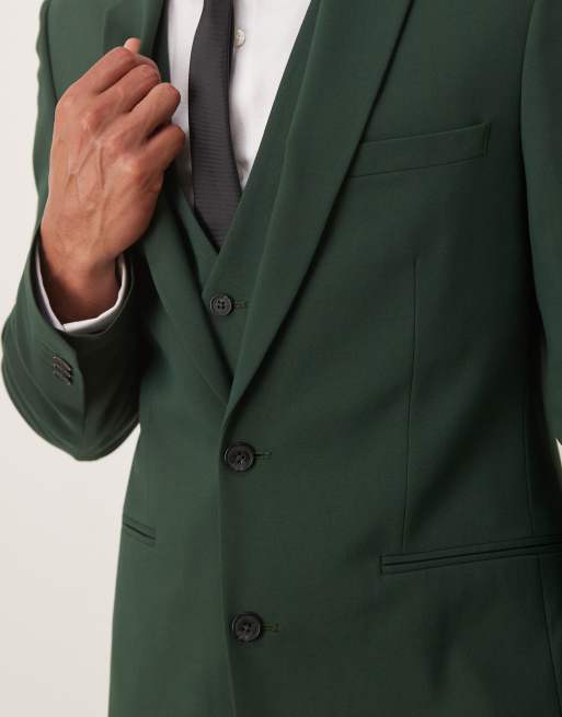ASOS DESIGN – Eng geschnittene Anzugjacke in Dunkelgrün