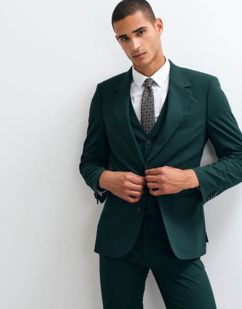 ASOS DESIGN skinny suit jacket in dark green - view 1