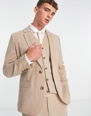 Asos Design Skinny Suit Jacket In Dark Stone-neutral
