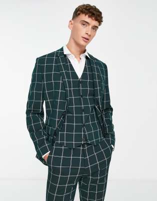 Green plaid 2024 suit jacket